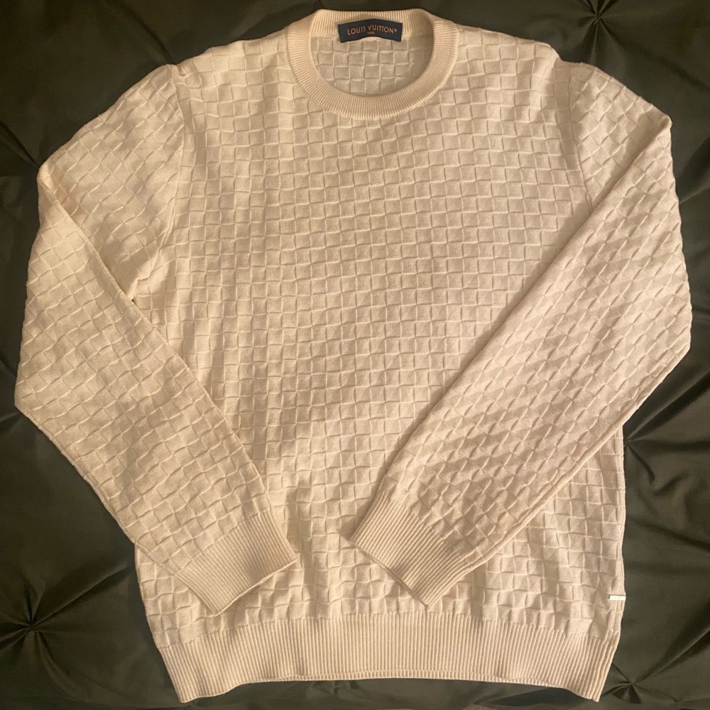 Louis Vuitton Textured Cream Crewneck Sweater (Pre-owned )